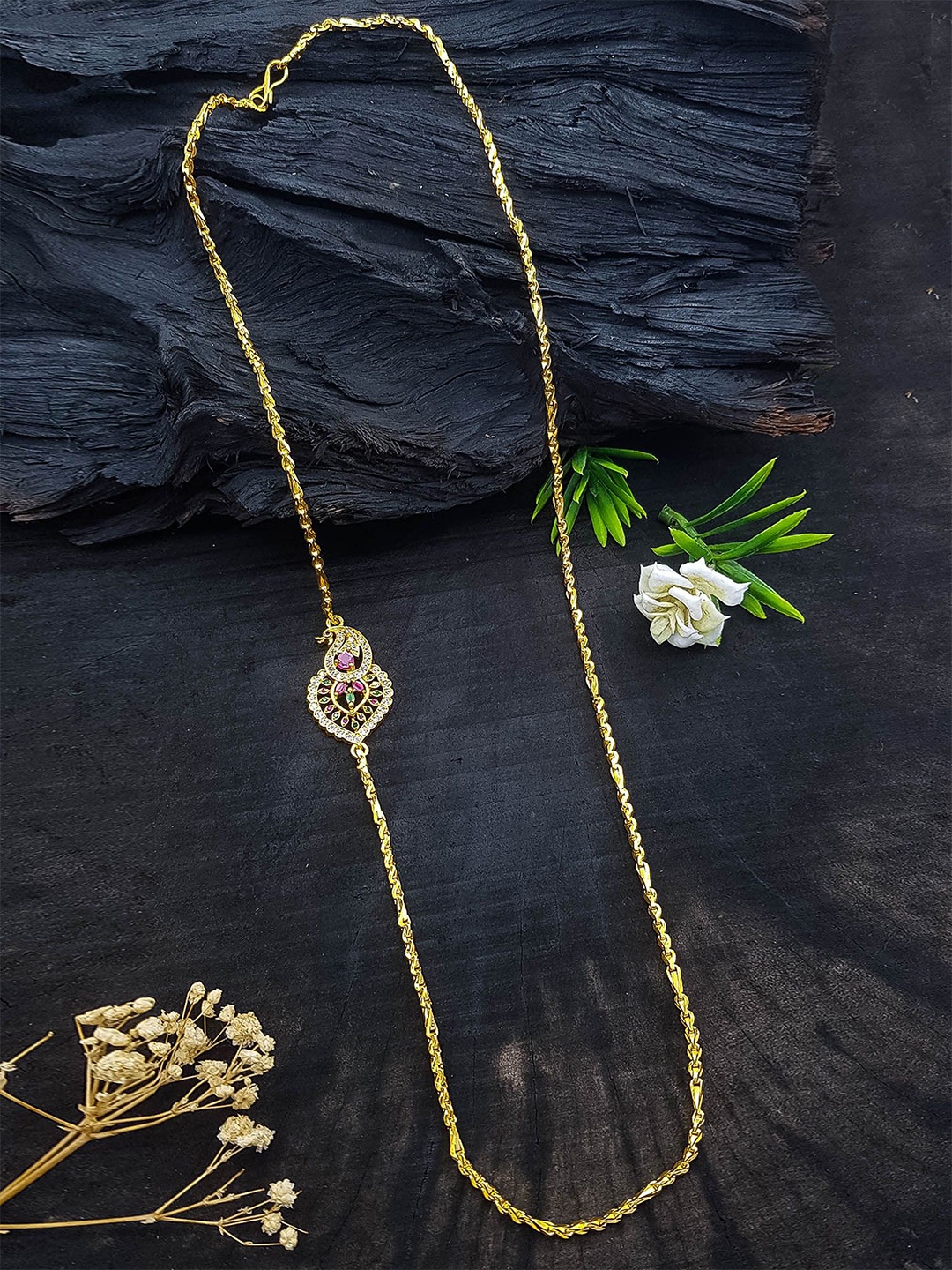 

GRIIHAM Gold-Plated American Diamond Studded Mopu Chain