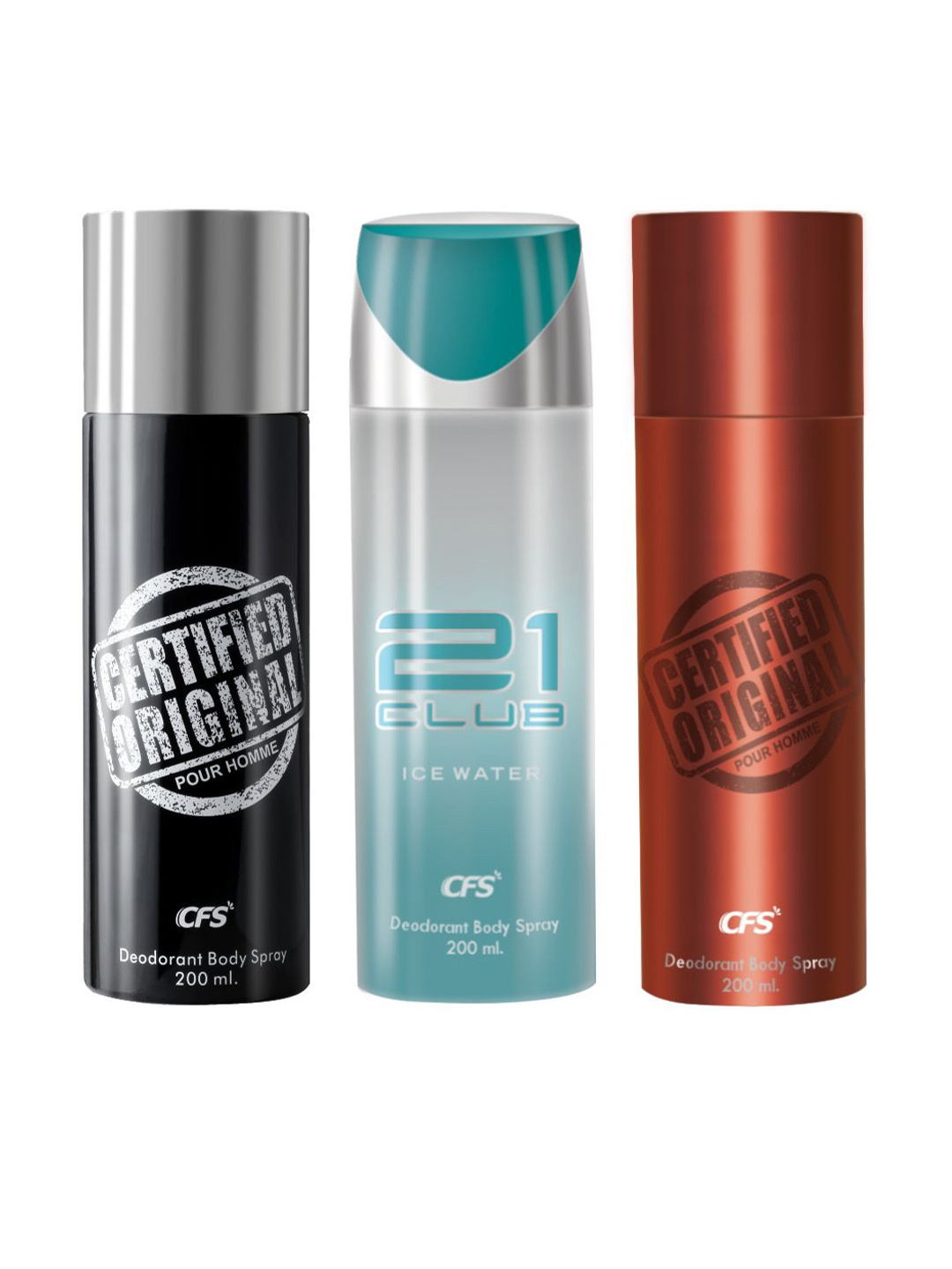 

CFS Set Of 3 Certified Original-21 Club Deodorant Body Spray-200ML Each, Blue