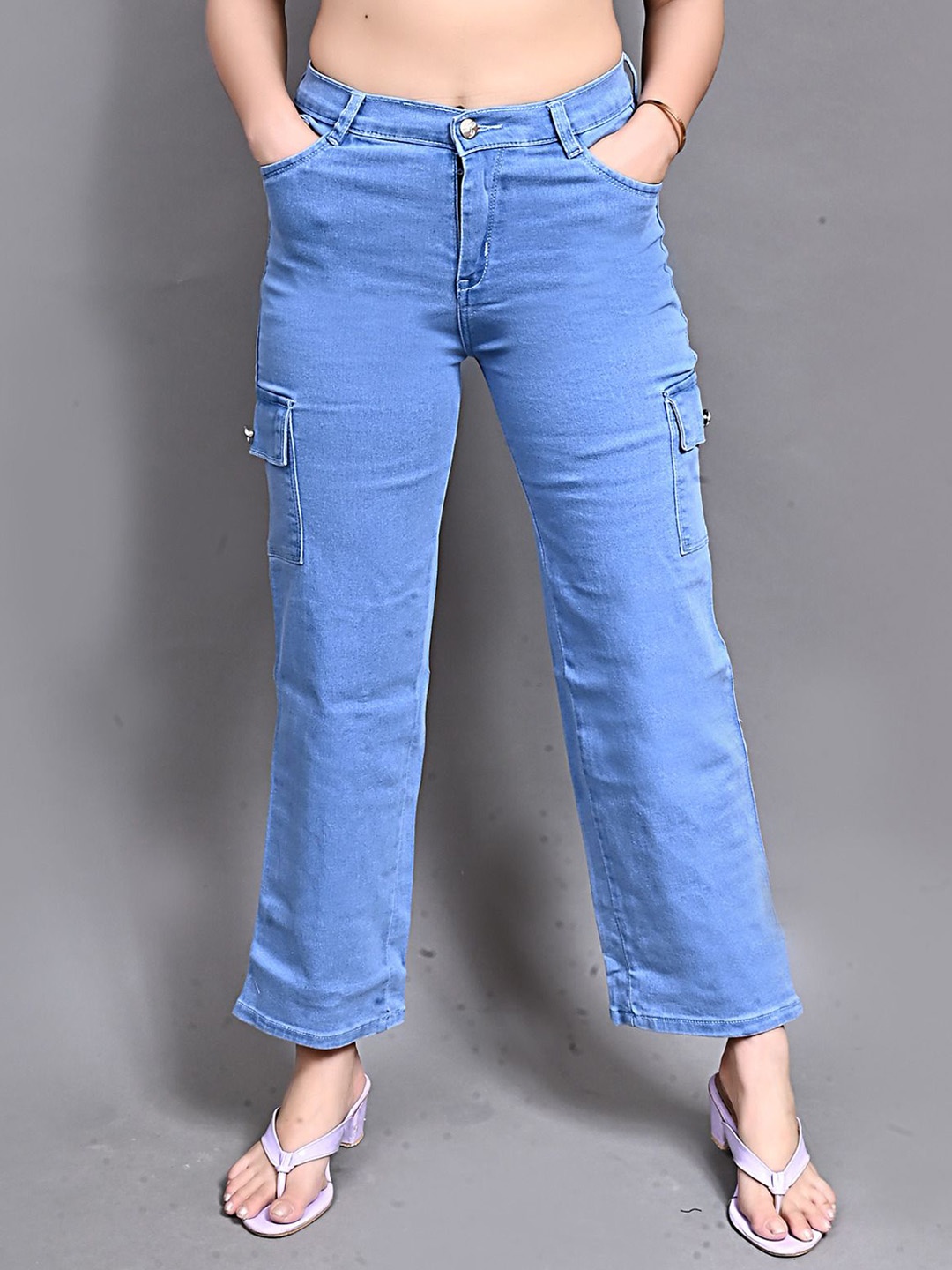 

Perfect Outlet Women Wide Leg High-Rise Light Fade Stretchable Jeans, Blue