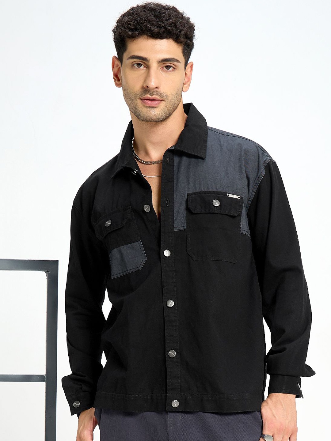 

Beyoung Denim Shacket, Black