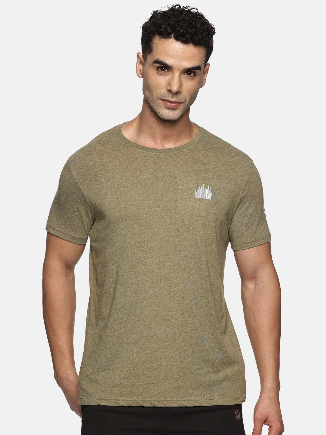 

DOMIN8 Cotton Recycled Polyester Melange Effect T-Shirt, Green