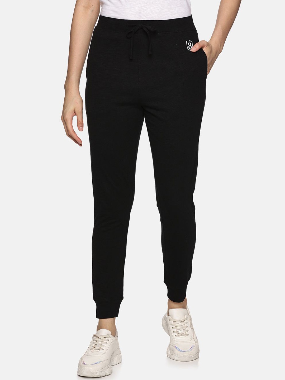 

Domin8 Women Joggers Pant With Side Pockets & Drawstring Waist, Black