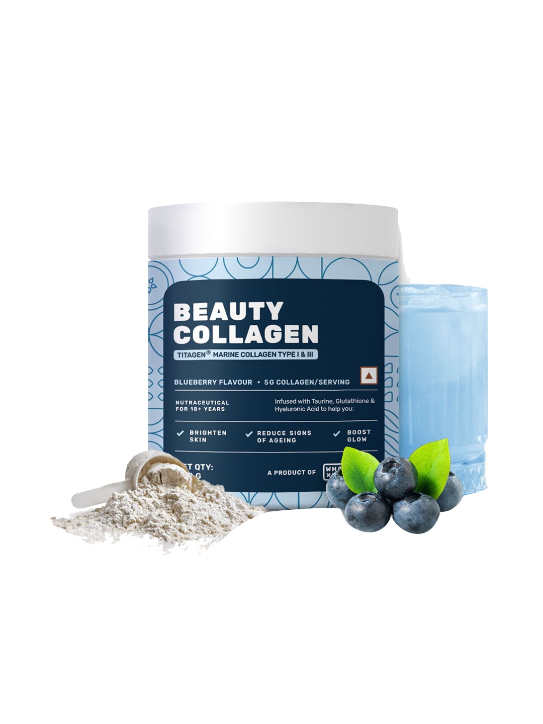 

What's Up Wellness Beauty Collagen Powder - 200g - Blueberry Flavor, Blue