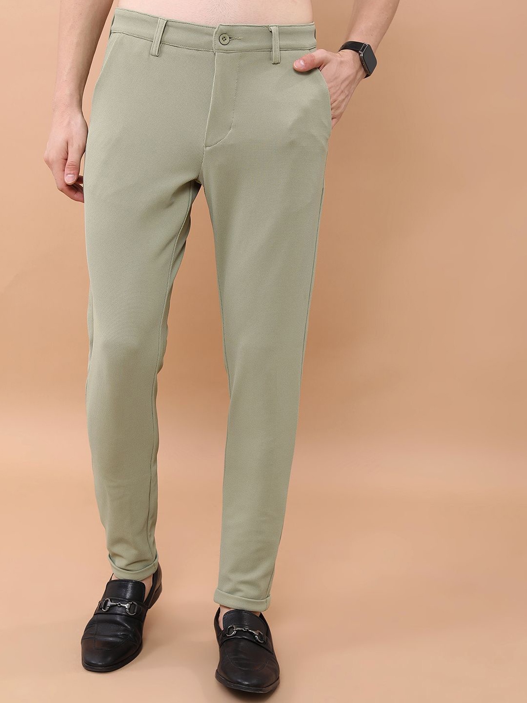 

HIGHLANDER Men Slim Fit Chinos Trousers, Olive