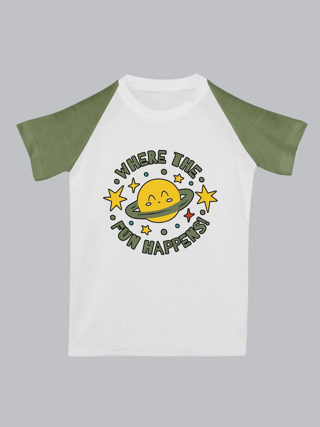 

BAESD Unisex Kids Graphic Printed Round Neck Cotton T-Shirt, White