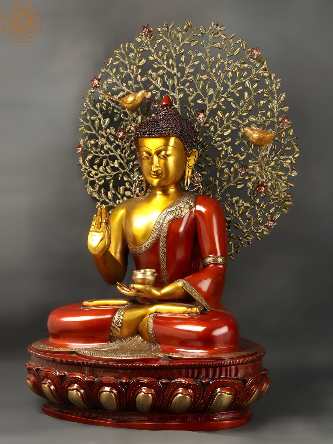 

Exotic India Red & Gold Toned Buddha Idol Showpiece