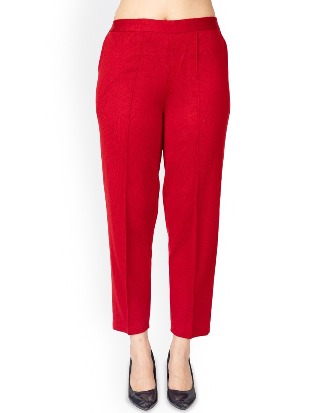 

TWENTY ME Women Comfort High-Rise Easy Wash Trousers, Red