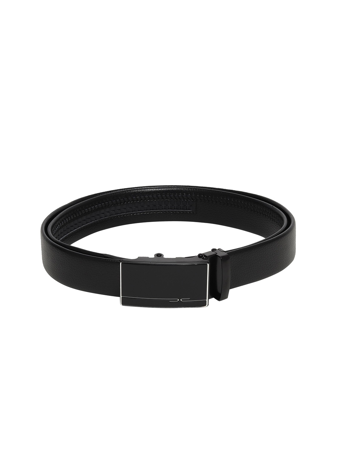 

WINSOME DEAL Men Textured Slider Buckle Closure Formal Belt, Black