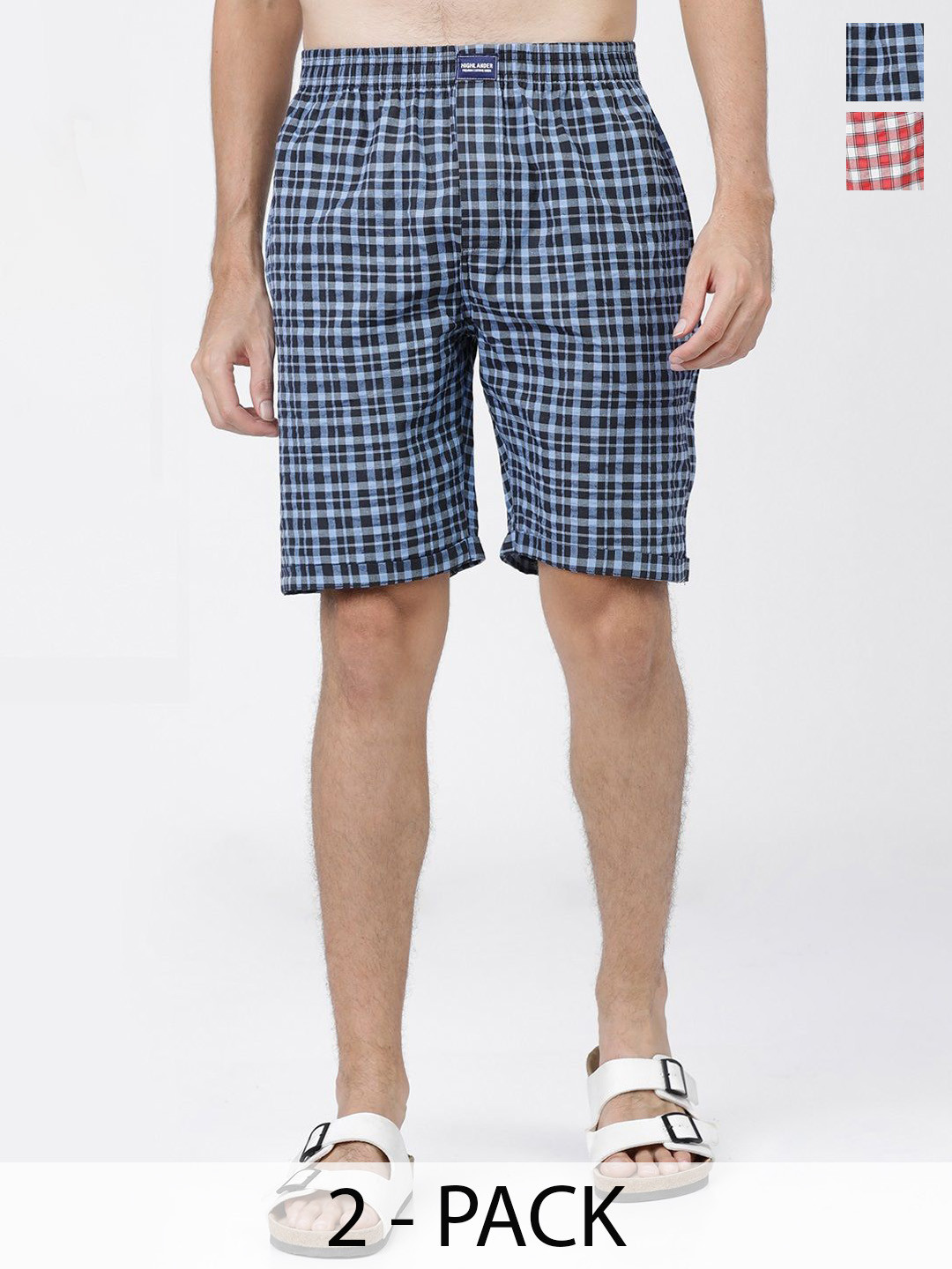 

HIGHLANDER Men Checked Technology Shorts, Navy blue