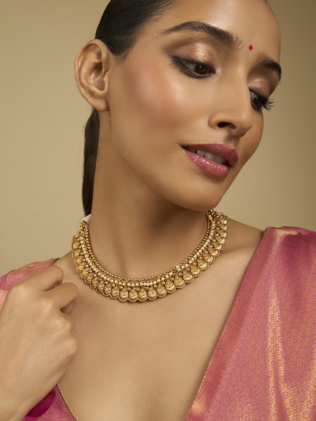 

Kushal's Fashion Jewellery Copper Gold-Plated Antique Necklace