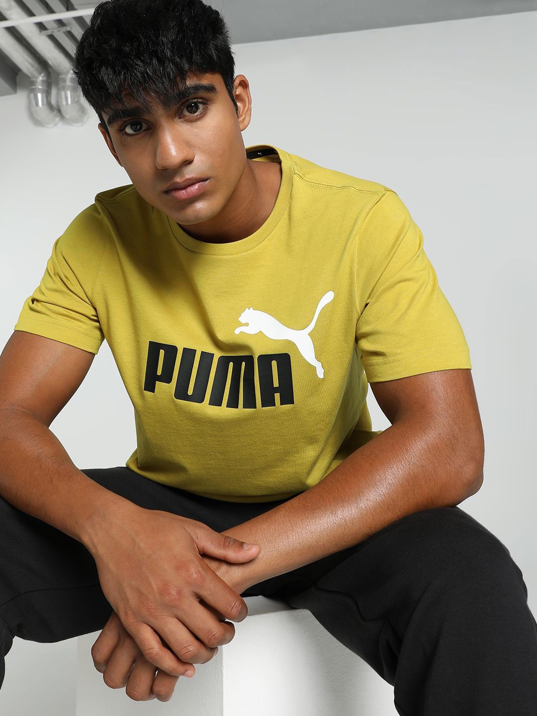 

Puma Ess+ 2 Col Logo Cotton T-shirt, Yellow