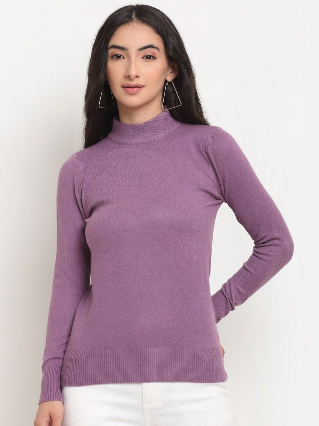 

Global Republic Women Solid High Neck Top, Purple