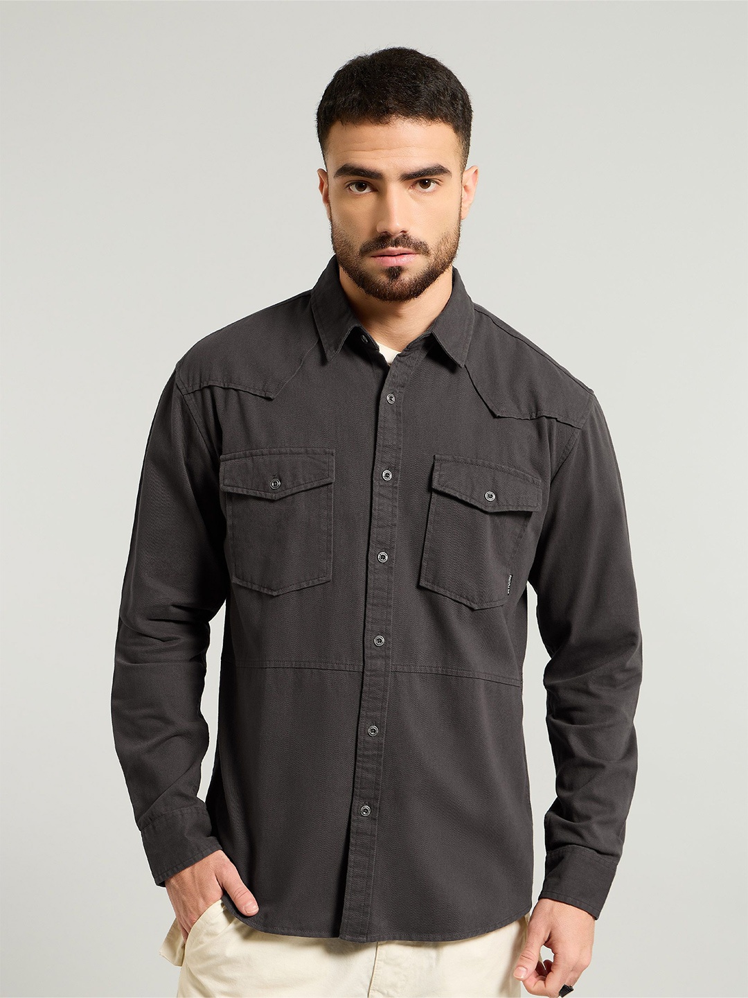 

Beyoung Men Opaque Solid Casual Shirt, Grey