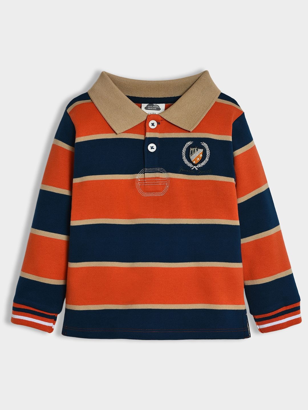 

MiArcus Boys Striped Polo Collar Pure Cotton T-Shirt, Orange