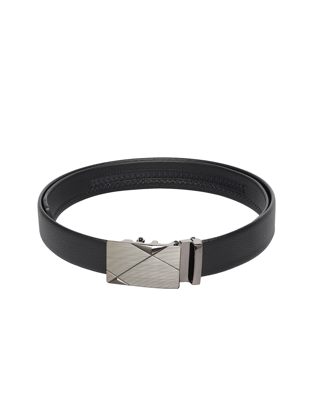

WINSOME DEAL Men Textured Slider Buckle Closure Formal Belt, Black