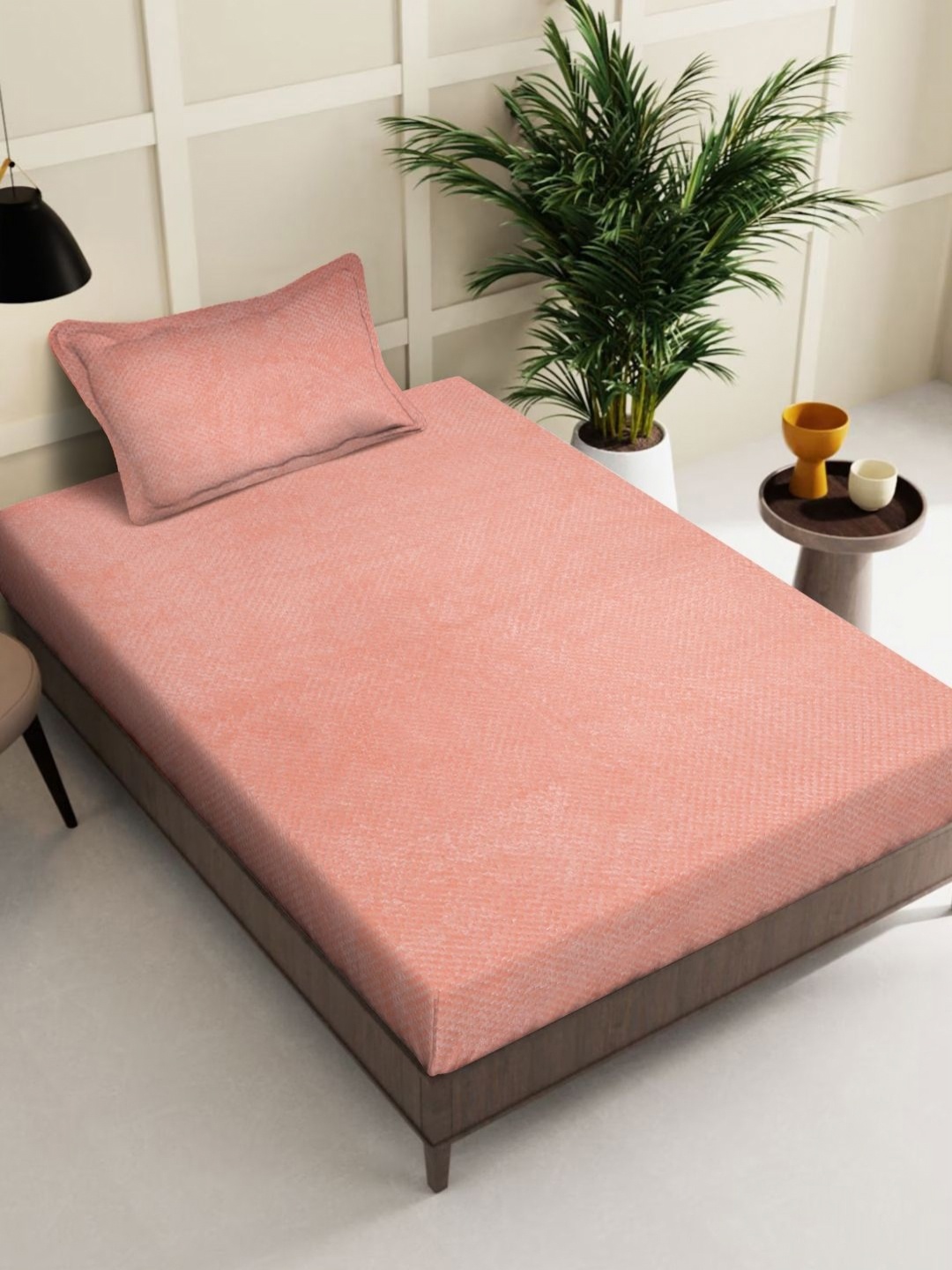 

KLOTTHE Orange Abstract 300TC Woollen Single Bedsheet & 1 Pillow Cover