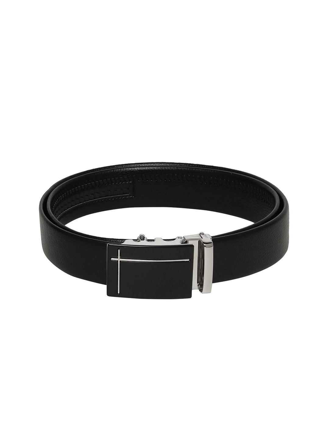 

WINSOME DEAL Men Textured Slider Buckle Closure Formal Belt, Black