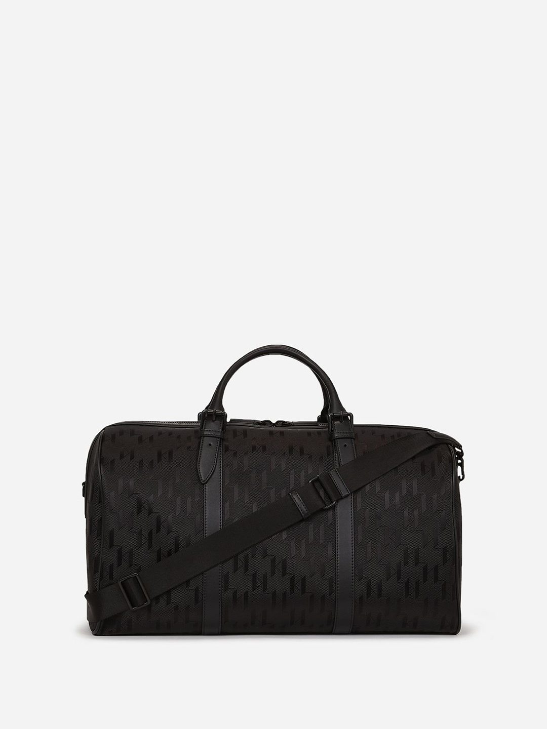 

Karl Lagerfeld Textured Oversized Bowling Handheld Bag with Cut Work, Black