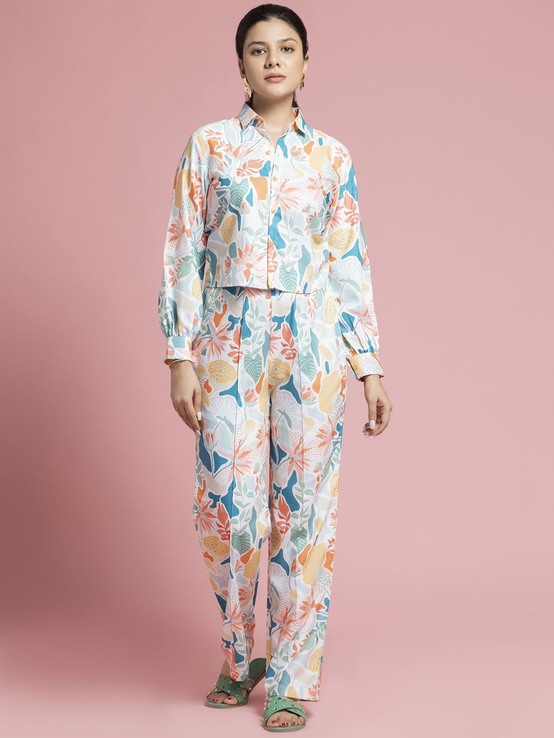 

SEW YOU SOON Printed Shirt With Trouser Co-Ords, Blue