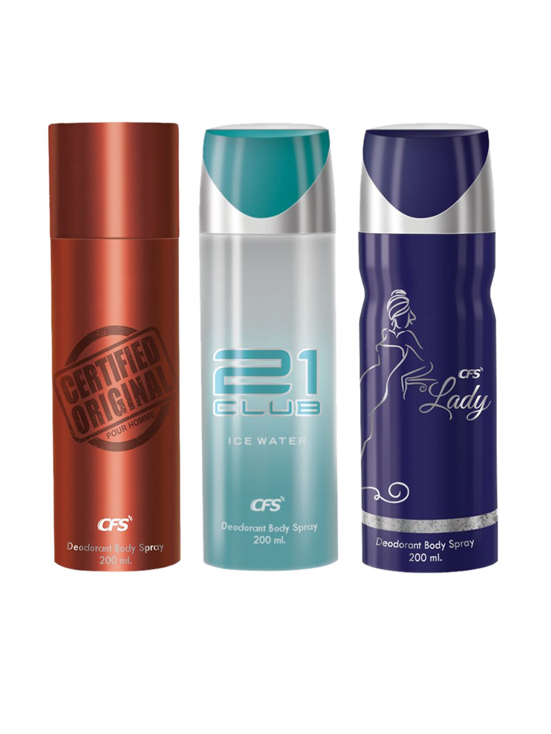 

CFS Certified Original & Lady Set Of 3 Last Longer Deodorants-200ml Each, Blue
