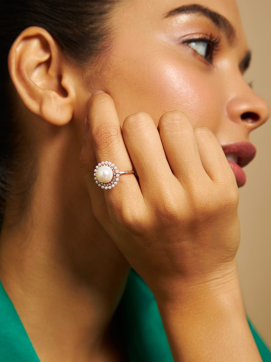 

Kushal's Fashion Jewellery Rose Gold-Plated Finger Ring, White