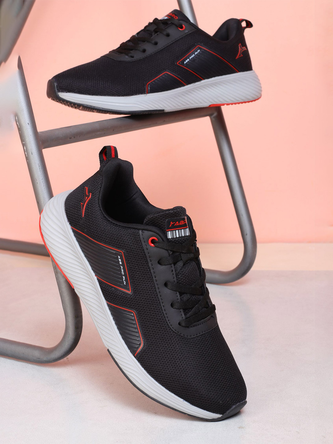 

ABROS Men Mesh Lace-Ups Running Shoes, Black