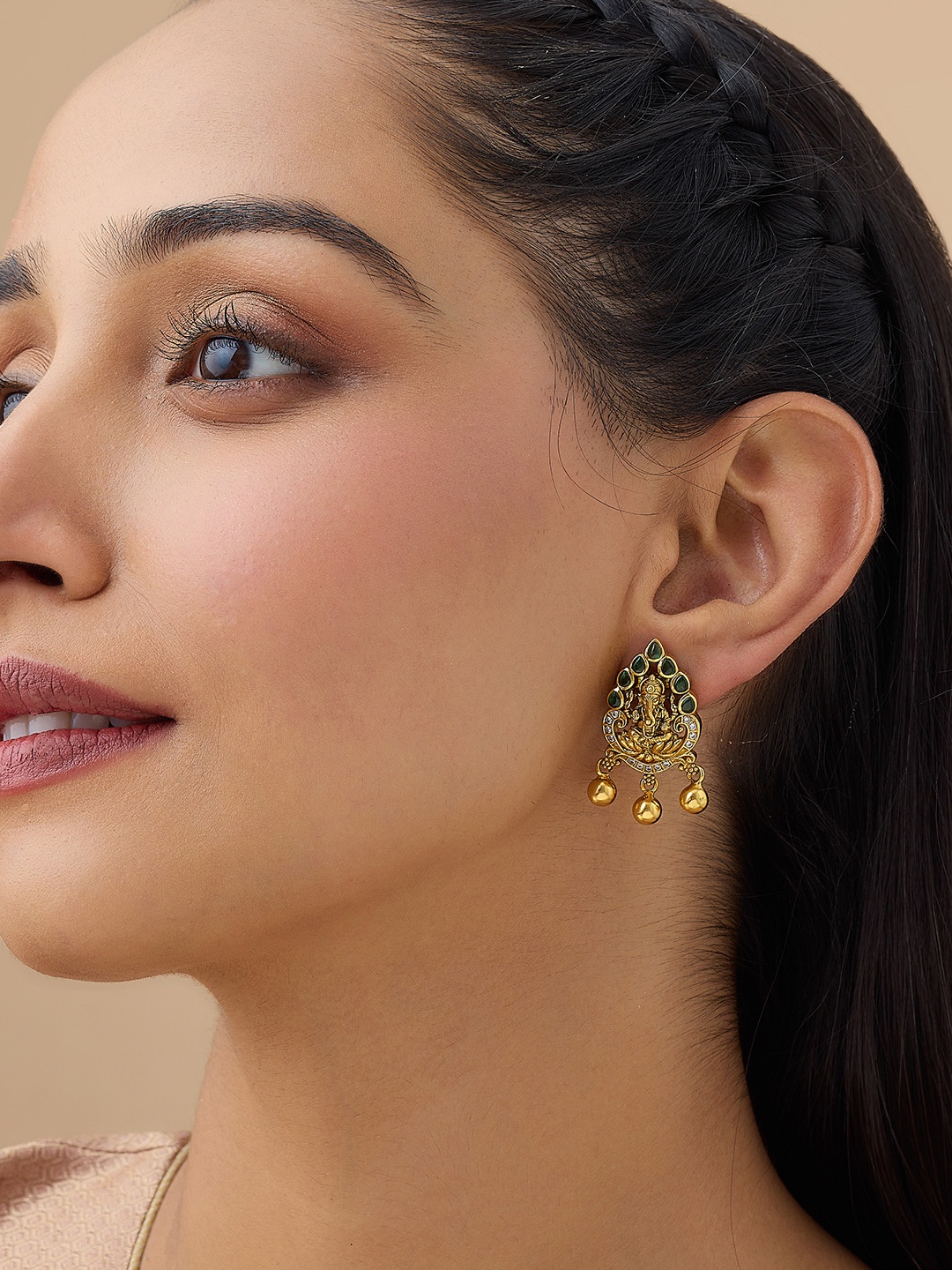 

Kushal's Fashion Jewellery 92.5 Pure Silver Gold-Plated Classic Drop Earrings