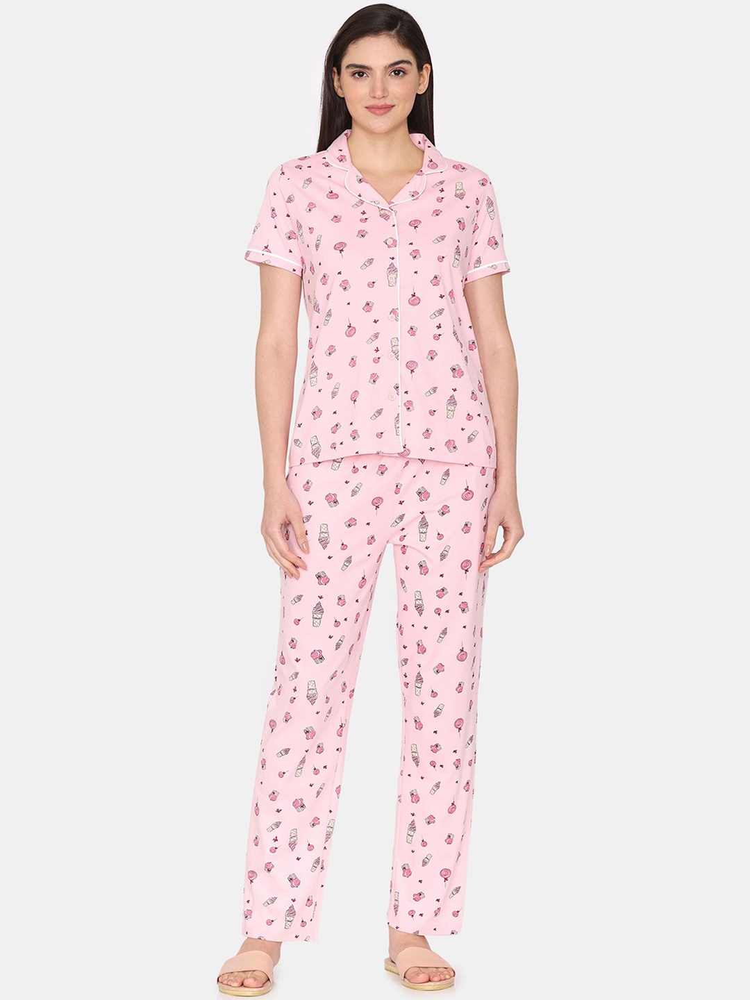 

Zivame Women Printed Night suit, Pink