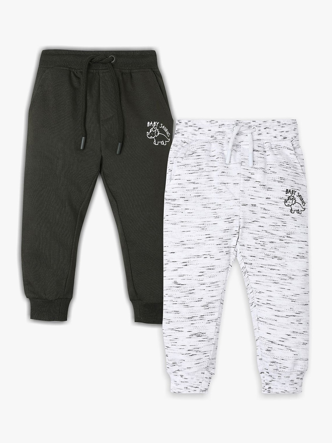 

R&B Pack Of 2 Cotton Mid-Rise Joggers, Black
