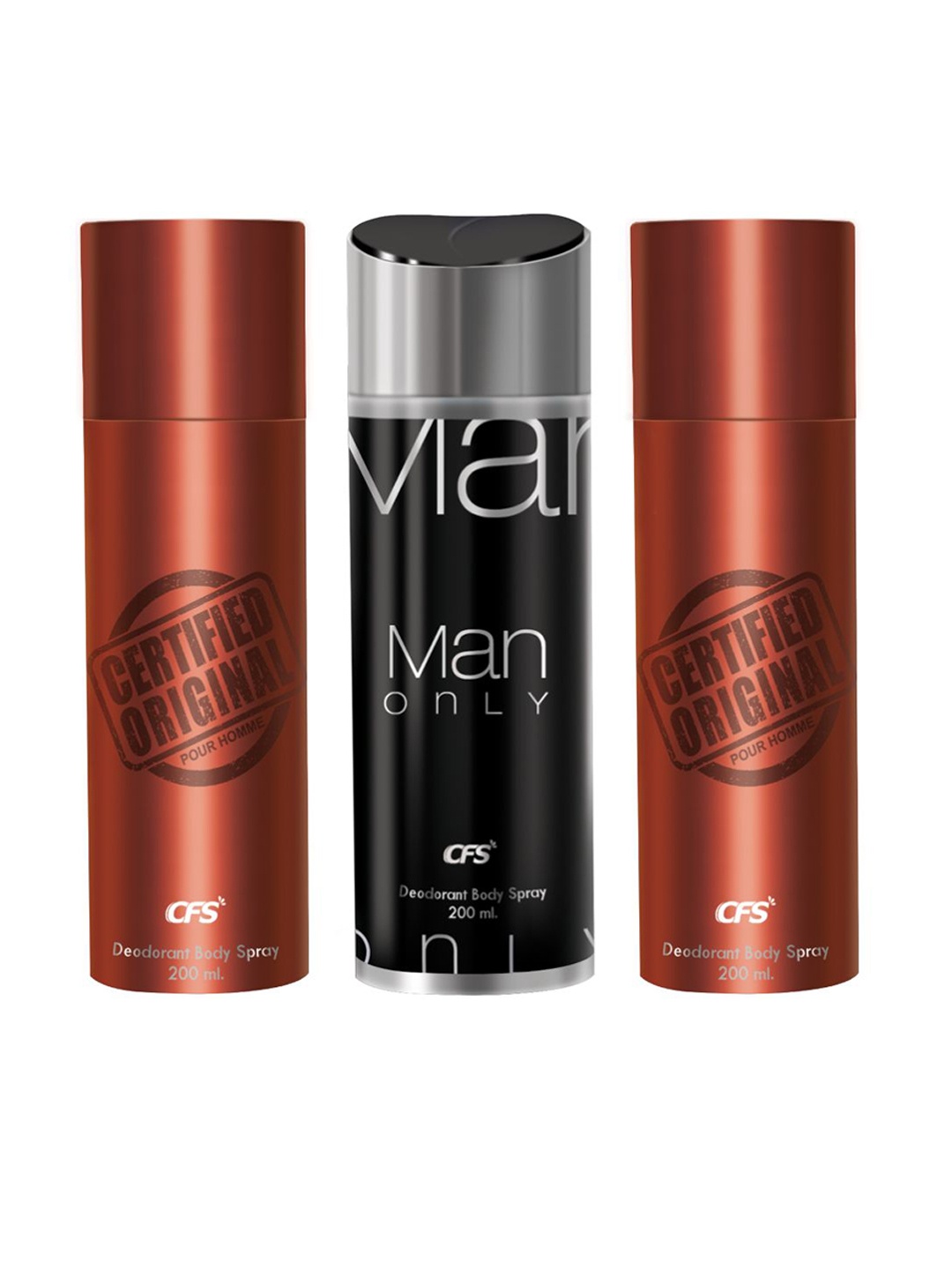 

CFS Certified Original Man Only Set Of 3 Last Longer Deodorants-200ml Each, Brown