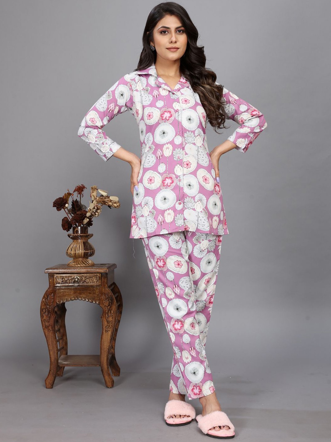 

TIKODI Printed Shirt With Trouser Co-Ords, Pink
