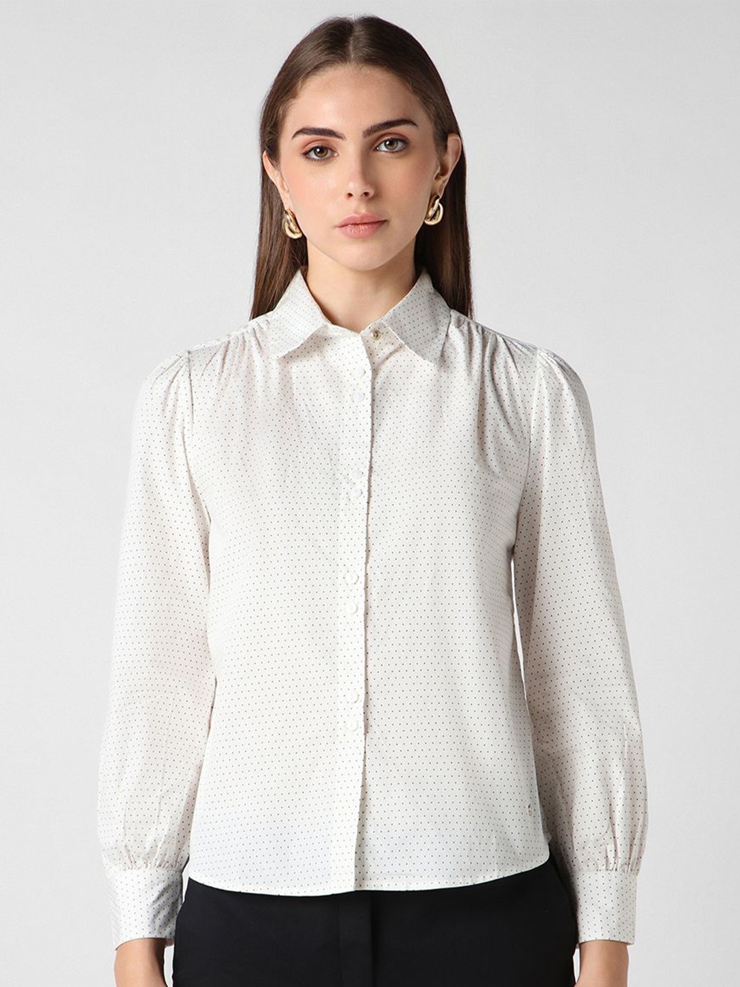 

Van Heusen Woman Women Spread Collar Solid Cotton Formal Shirt, White