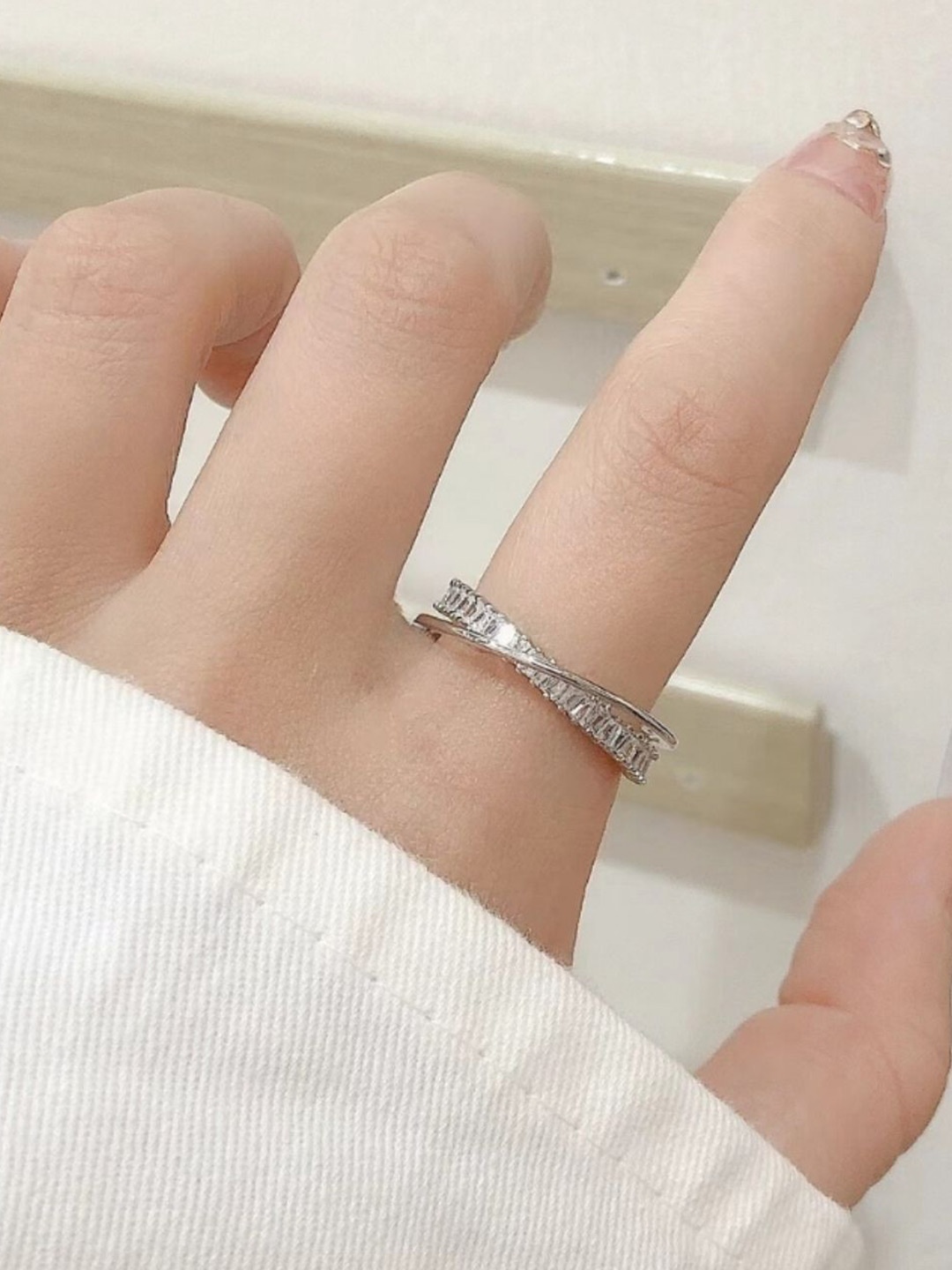 

SALTY Silver-Plated Stone Studded Finger Ring
