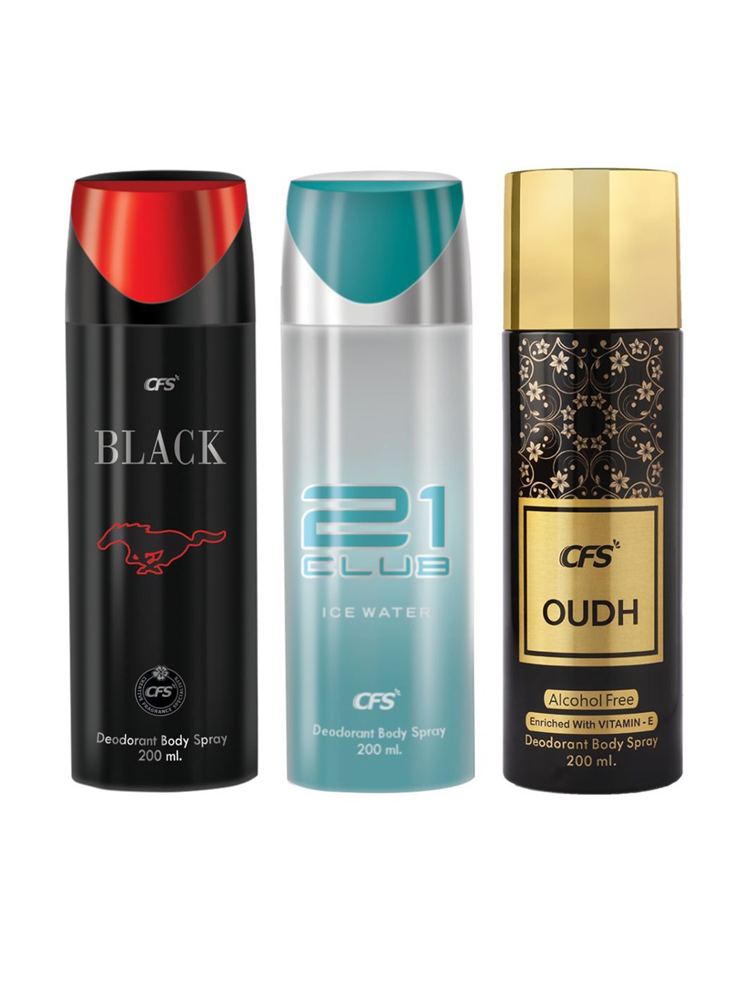 

CFS Set Of 3 Certified Original 21 Club & Oudh Black Deodorant Body Spray- 200ml Each, Blue