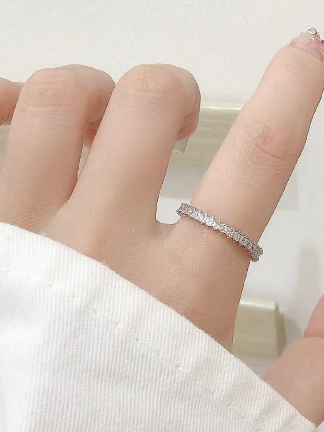 

SALTY Bennett Tennis Silver Plated Stone Studded Finger Ring