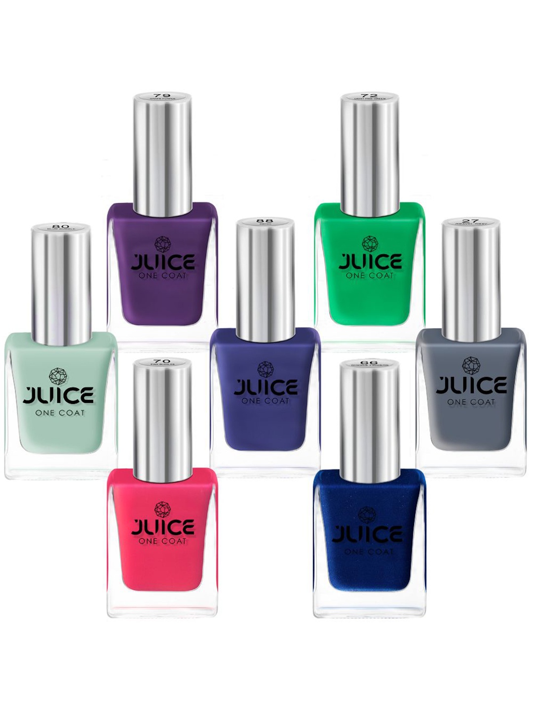 

JUICE Set Of 7 One Coat Long-Lasting Nail Polish - 11ml Each, Multi