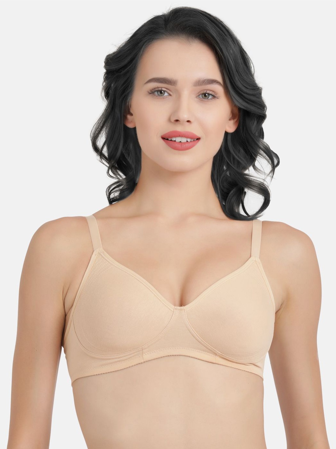 

Enamor Non Padded Wirefree High Coverage Stretch Cotton Everyday Bra A042, Nude