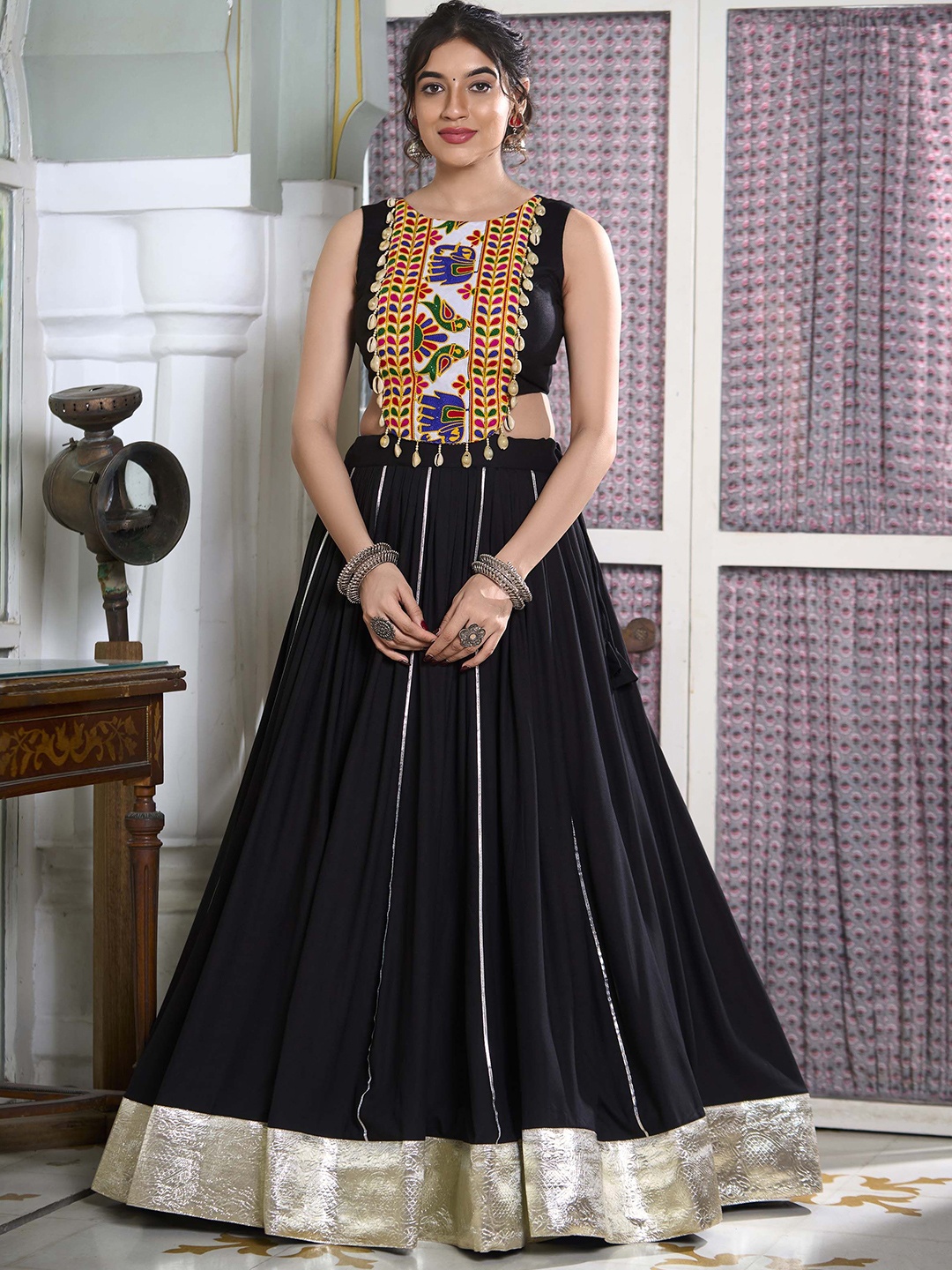 

LOOKNBOOK ART Embroidered Ready to Wear Lehenga &, Black