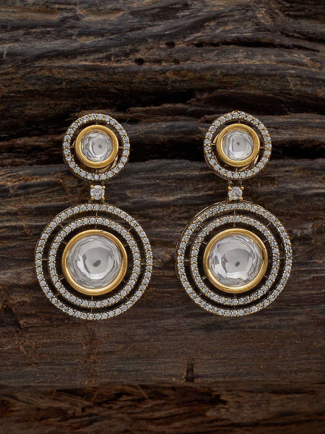 

Kushal's Fashion Jewellery Kundan Stud Earrings, Gold