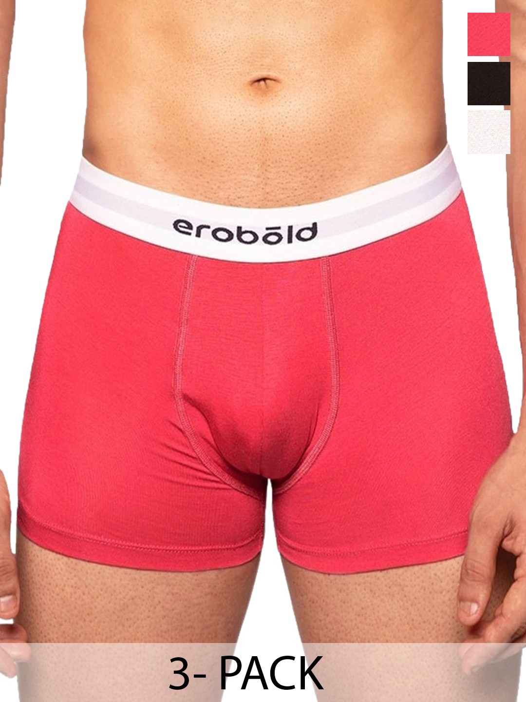

EROBOLD Pack Of 3 Men Solid Classic Trunks MTRC3-CL1BRW1MX1, Black