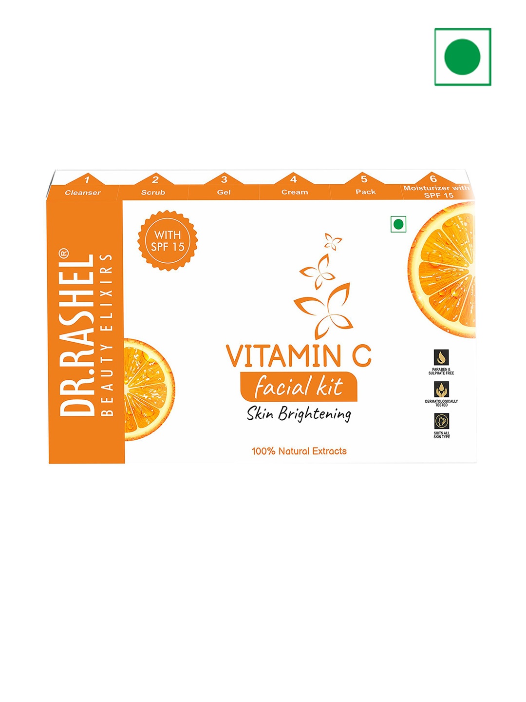 

DR.RASHEL 5 Steps Vitamin C Facial Kit - Enhances Glow & Smoothness-140g, Orange