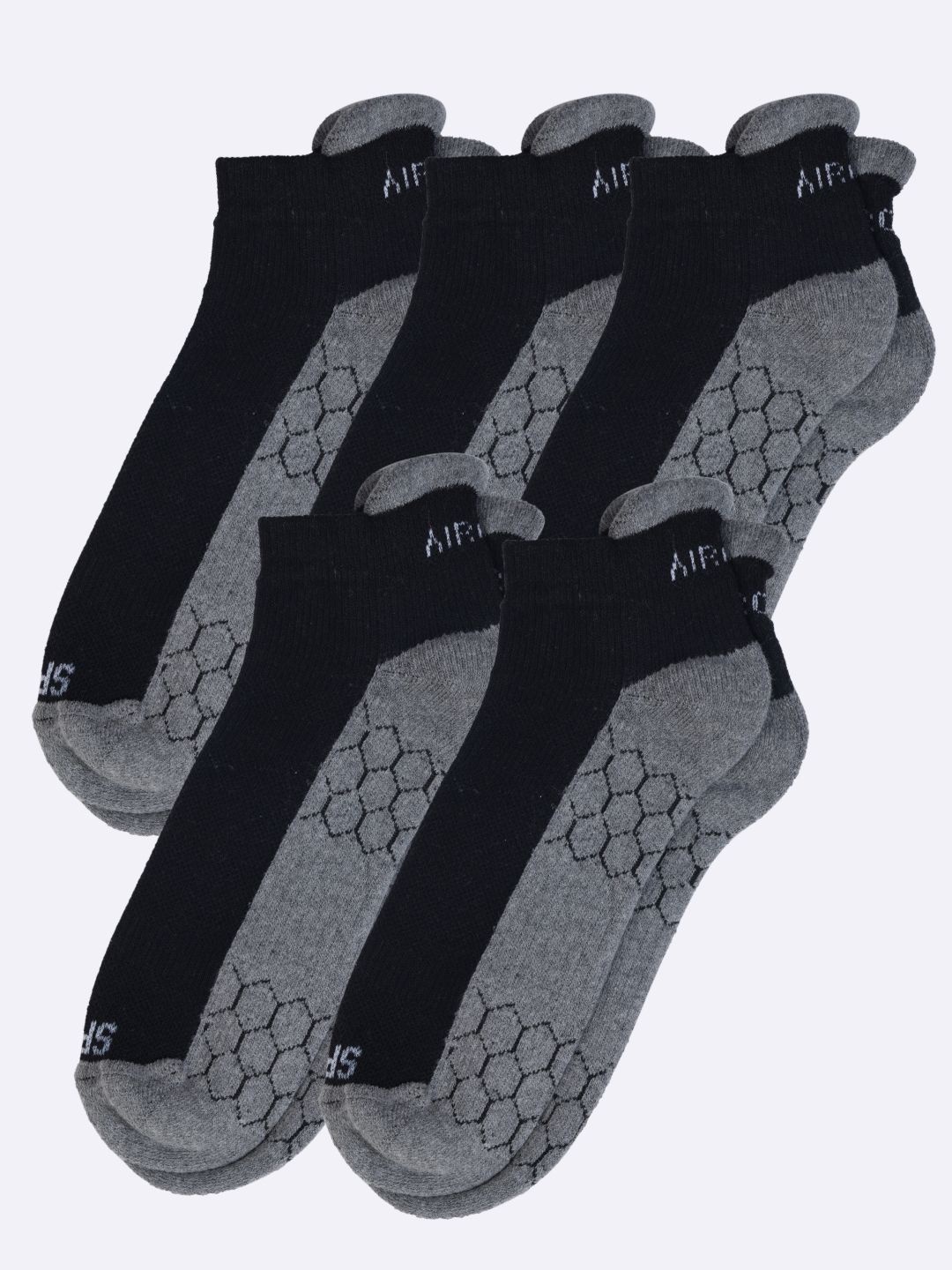 

AIR GARB Pack Of 5 Colourblocked Ankle Length Socks, Black