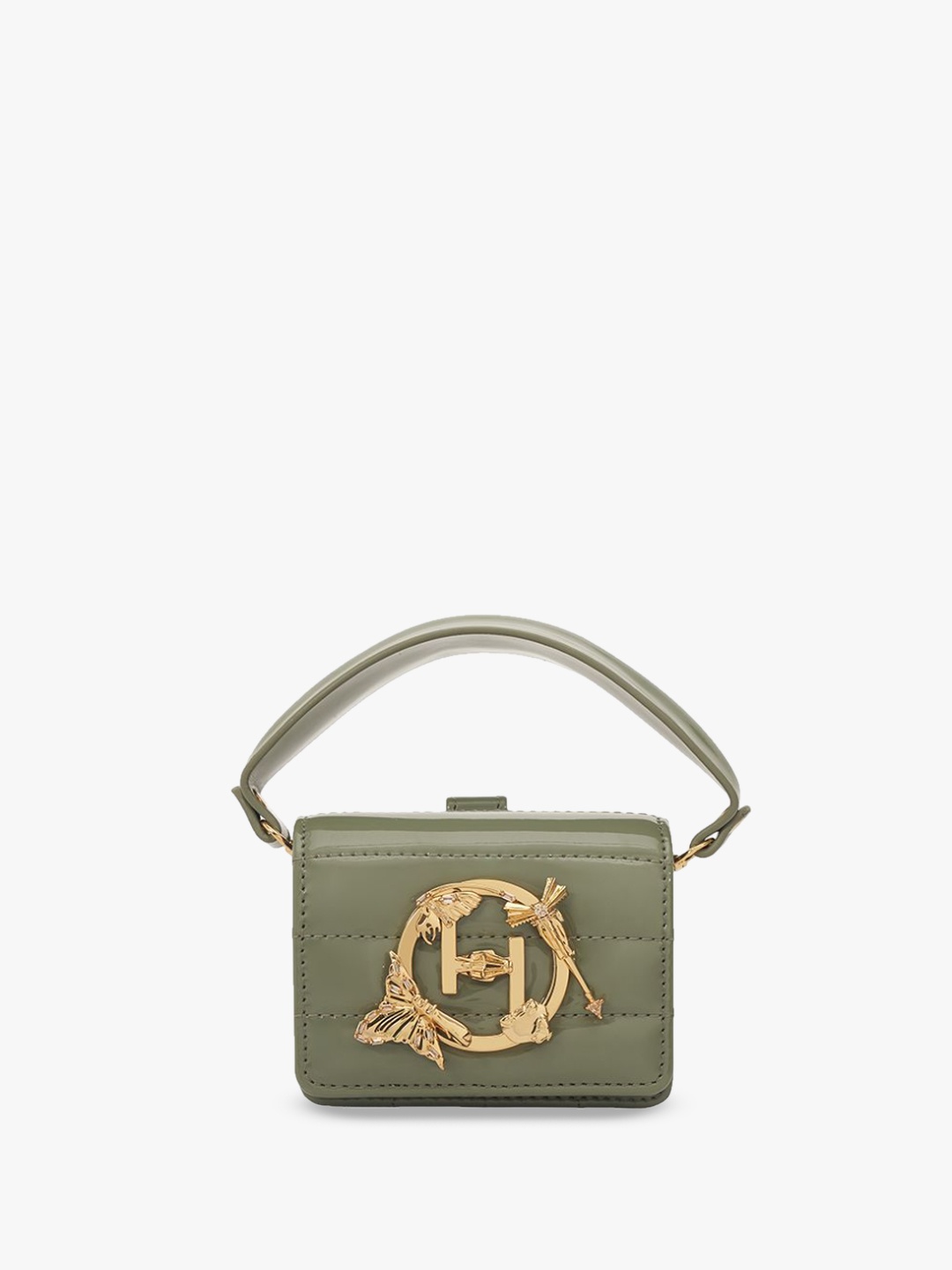 

Outhouse Geometric Leather Structured Sling Bag with Tasselled, Olive