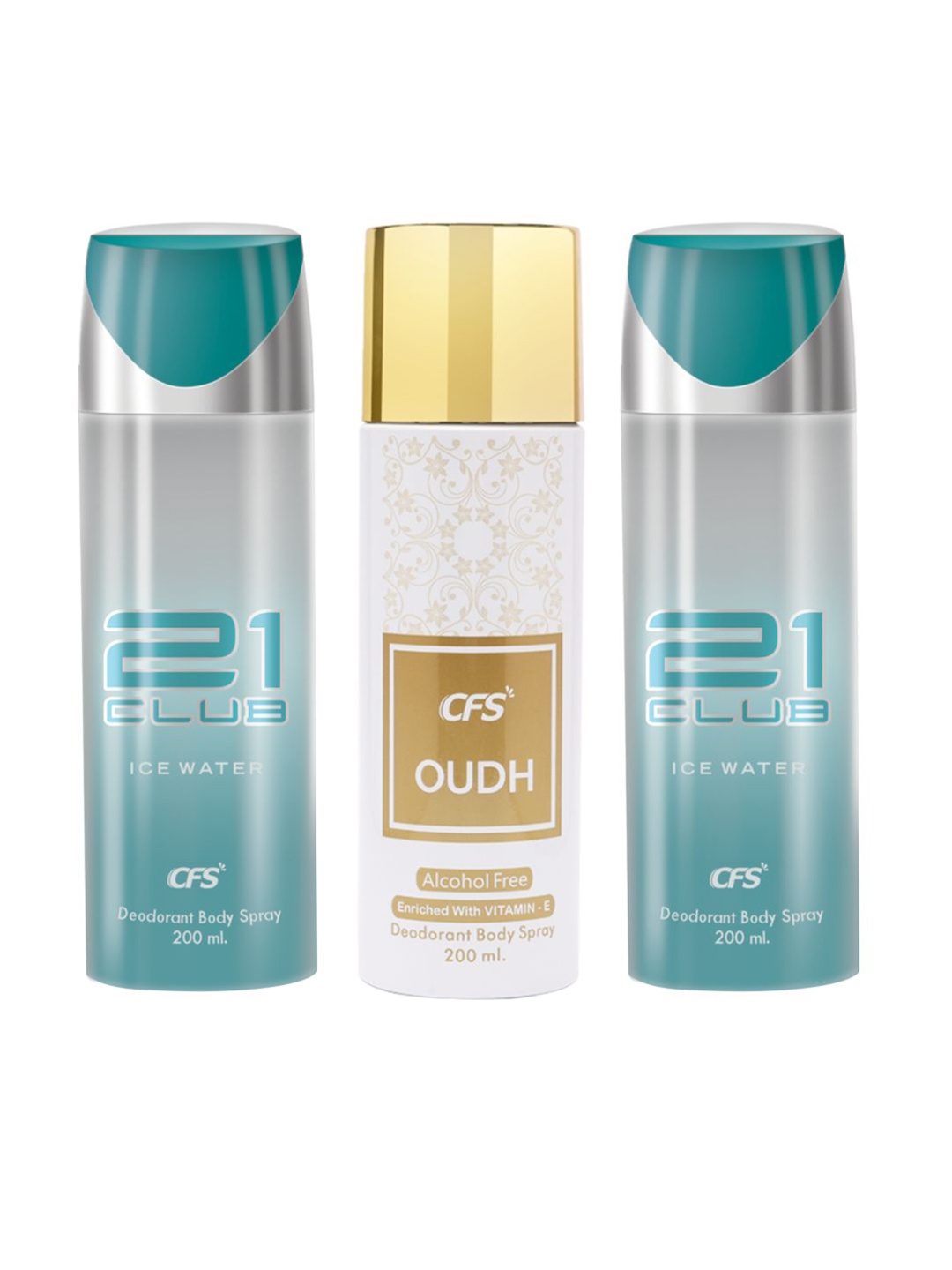 

CFS 21 Club & Oudh Set Of 3 Deodorant Body Spray - 200ml Each, Blue