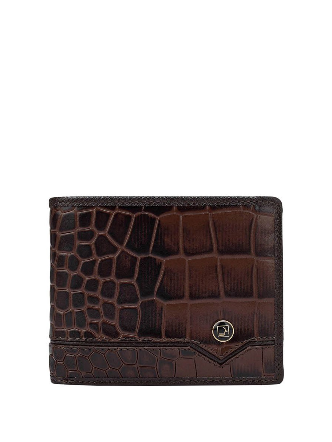 

Da Milano Men Textured Leather Two Fold Wallet, Brown