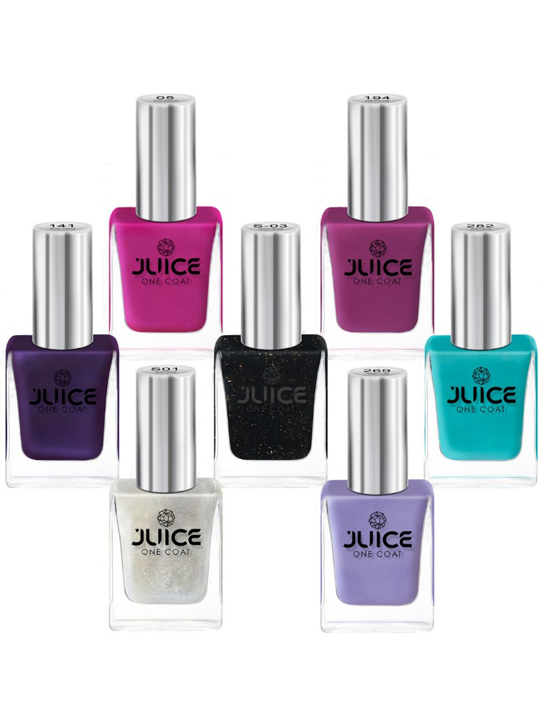 

JUICE Set Of 7 One Coat Long-Lasting Nail Polish - 11ml Each, Multi