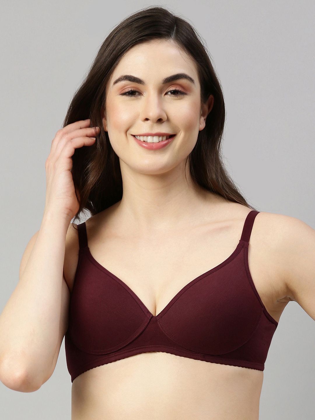 

Enamor Perfect Coverage Supima Cotton T-Shirt Bra A039, Maroon
