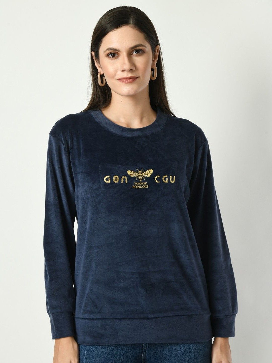 

BAESD Women Typography Sweatshirt, Blue