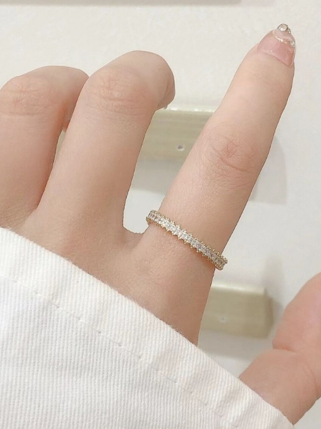 

SALTY Bennett Tennis Gold Plated Stone Studded Finger Ring