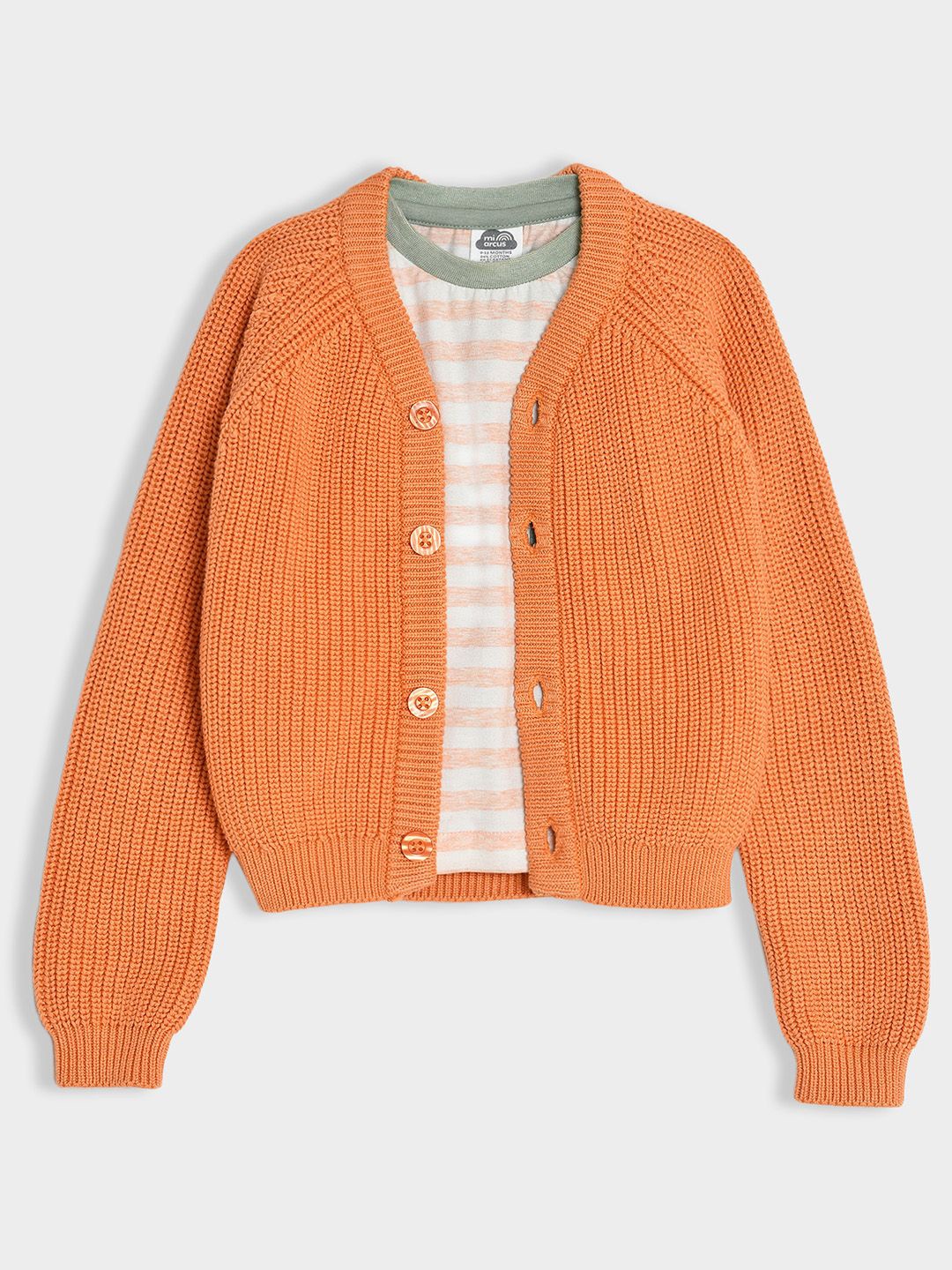 

MiArcus Set of 2 Unisex Kids Cable Knit Cardigan, Orange